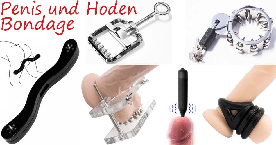 Penis und Hoden Bondage z. T. aus eigener Herstellung, im Shop erhältlich